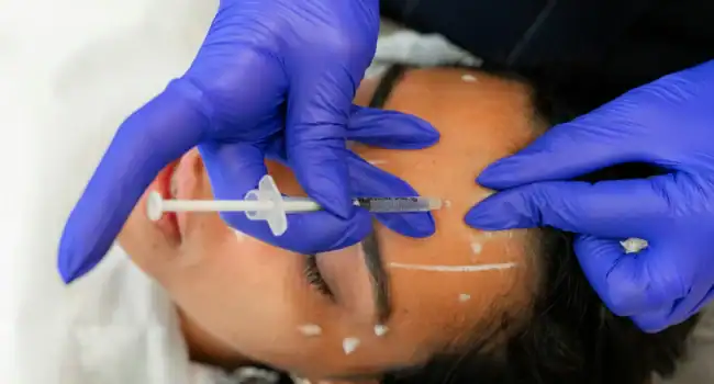 Woman recieving a Botox Treatment in Bromley for Forehead Wrinkles